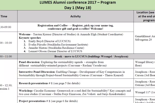 LUMES alumni conference program